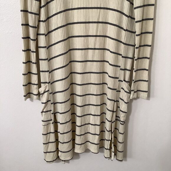 Daytrip Minimalist Chic Cozycore Slouchy Striped Cream Long Open Cardigan Small - Picture 8 of 10